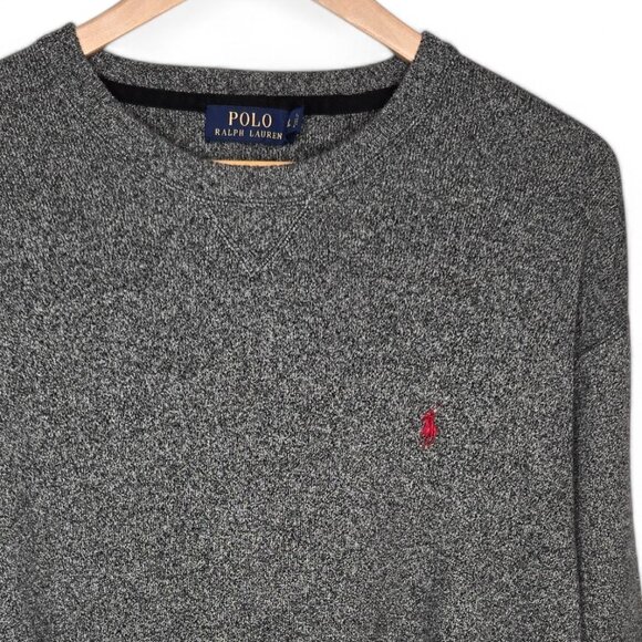 Polo by Ralph Lauren Crew Neck Sweater Men's Heather Grey Long Sleeve Preppy XL - Picture 2 of 5